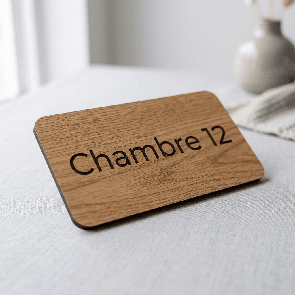Exemple de plaque gravée imitation bois